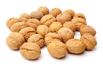 walnuts on white background