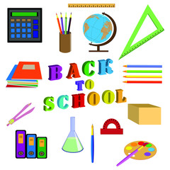 Back to school. School supplies. Vector illustration.