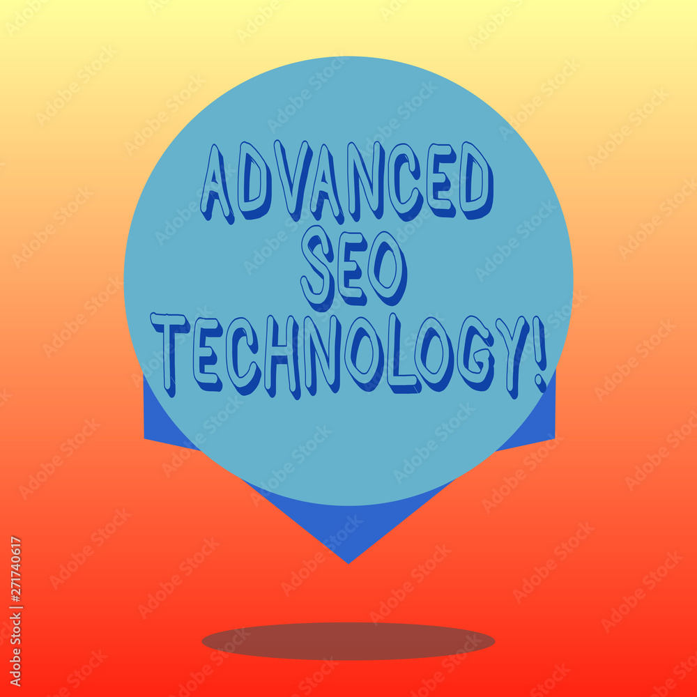 Aufkleber handwriting text advanced seo technology. concept meaning strategy used to draw consumers to the sto