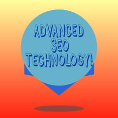 Handwriting text Advanced Seo Technology. Concept meaning Strategy used to draw consumers to the store Blank Color Circle Floating photo with Shadow and Design at the Edge