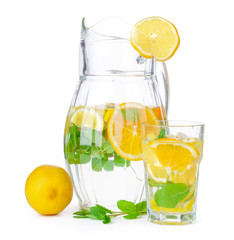jug of lemonade isolated on white background