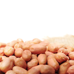 Peanuts on white background
