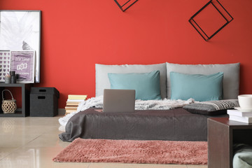 Stylish interior of modern bedroom
