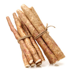 Chinese yam on white background 