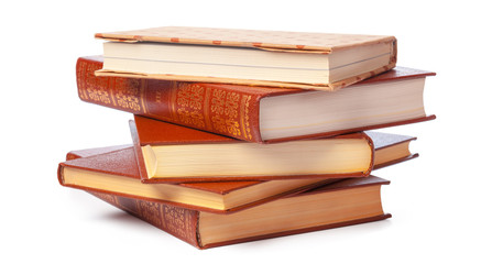 pile of books isolated on white background