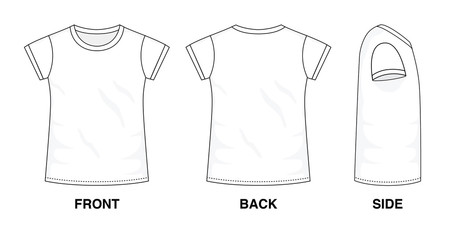 Isolated t-shirt object of clothes and fashion stylish wear fill in blank. Set of clothing t shirts and vector illustration. Different views, front, back and side view graphic design template