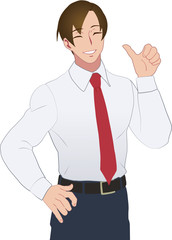 イケメン　ビジネスマン　サムズアップ