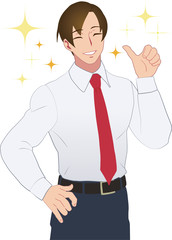 イケメン　ビジネスマン　サムズアップ