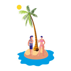 young couple on the beach summer scene