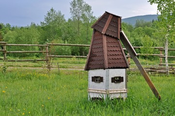 Miniature of a traditional house in the country side in the garden