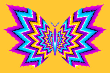 Colorful butterfly. Optical expansion illusion.