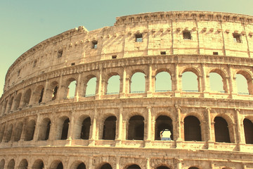 Fototapeta na wymiar Colosseum in Rome - Flavian Amphitheatre closeup, Italy, Europe.