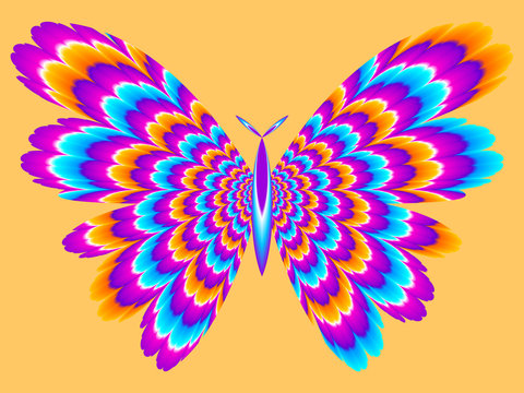 Colorful butterfly. Motion illusion.