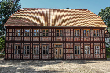 Old person copied country house in a museum