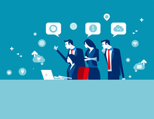 Business digital marketing team. Concept business vector illustration, Business people flat style, Advertising, Analysis.