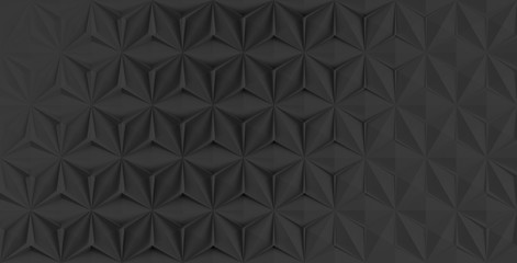 Triangular abstract geometric dark background of triangular volumetric elements of different random size. 3D illustration