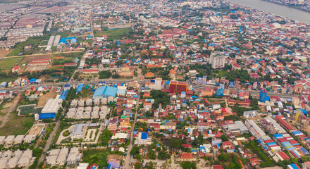 Landscape at Phnom Penh city at evening - Cambodia , Phnompenh is a captital of Kingdom of Cambodia 