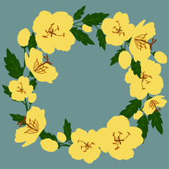 Vector illustration of a wreath of yellow wildflowers