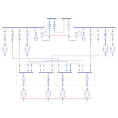 Electric wiring diagram for power transformers