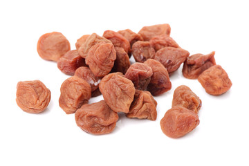 Japanese salt plum or pickled plum on white background 