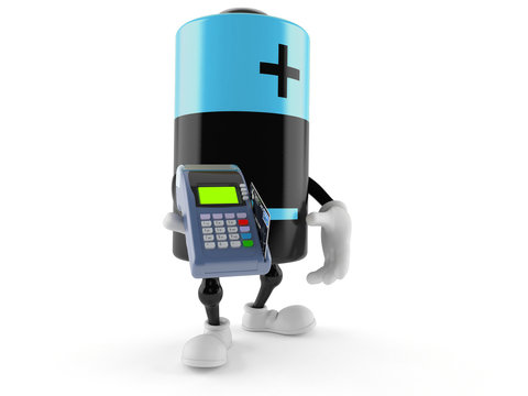 Battery character holding credit card reader