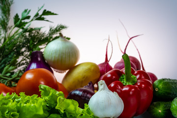 vegetables and fruits background healthy organic food concept