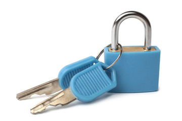 Small padlock with keys for bag or suitcase