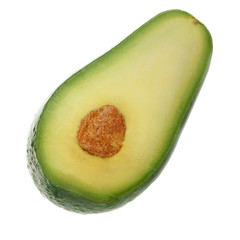 half of avocado isolated on white background