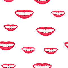Obraz premium White smile with teeth seamless pattern. Dental jaw. Vector illustration on white background