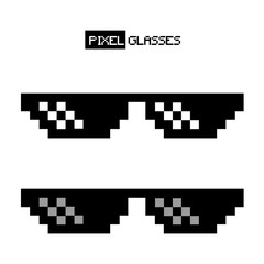 Pixel Glasses  Vector Icon