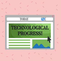 Text sign showing Technological Progress. Business photo showcasing an economic measure of innovation and growth Blank Template of Pastel Colorful Website Layout Design for Homepage Format