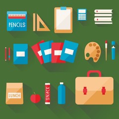 Back to school icons collection. Flat design set