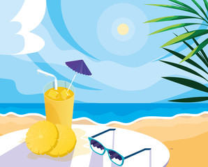 pineapple juice with umbrella and straw design
