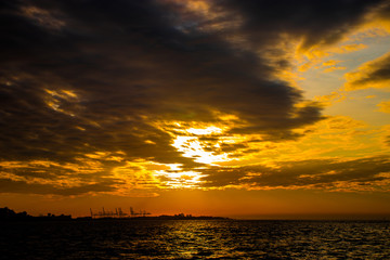 sunset quayside Beach