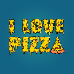 Stylized "I Love Pizza" Title. Vector Illustration