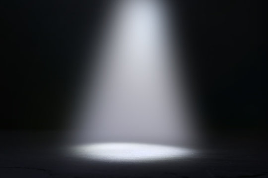 abstract dark concentrate floor scene with mist or fog, spotlight and display
