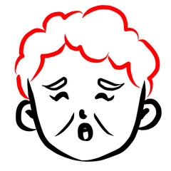 顔アイコン　女性　おばあさん　筆　表情