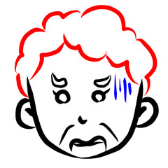 顔アイコン　女性　おばあさん　筆　表情