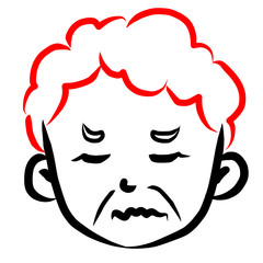 顔アイコン　女性　おばあさん　筆　表情