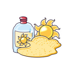 solar blocker bottle in the beach with sun
