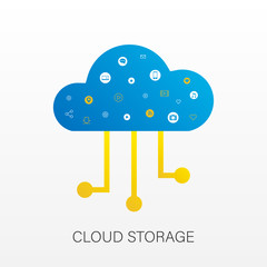 Cloud storage for data storage. Vector illustration of a cloud. Online cloud to save personal information.