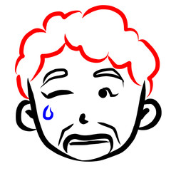 顔アイコン　女性　おばあさん　筆　表情