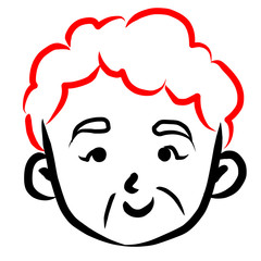 顔アイコン　女性　おばあさん　筆　表情
