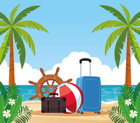 Summer vacations and travel cartoons
