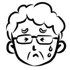 顔アイコン　女性　おばあさん　筆　表情