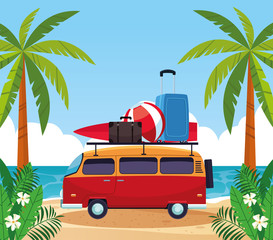 Summer and vacations in vintage van