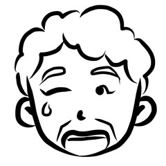 顔アイコン　女性　おばあさん　筆　表情