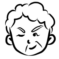 顔アイコン　女性　おばあさん　筆　表情