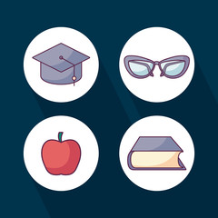 set of textbook and education icons