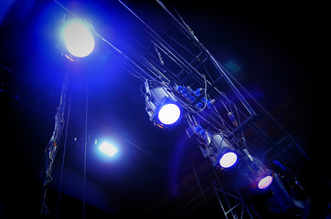 Light of lighting lanterns on the stage of the theater